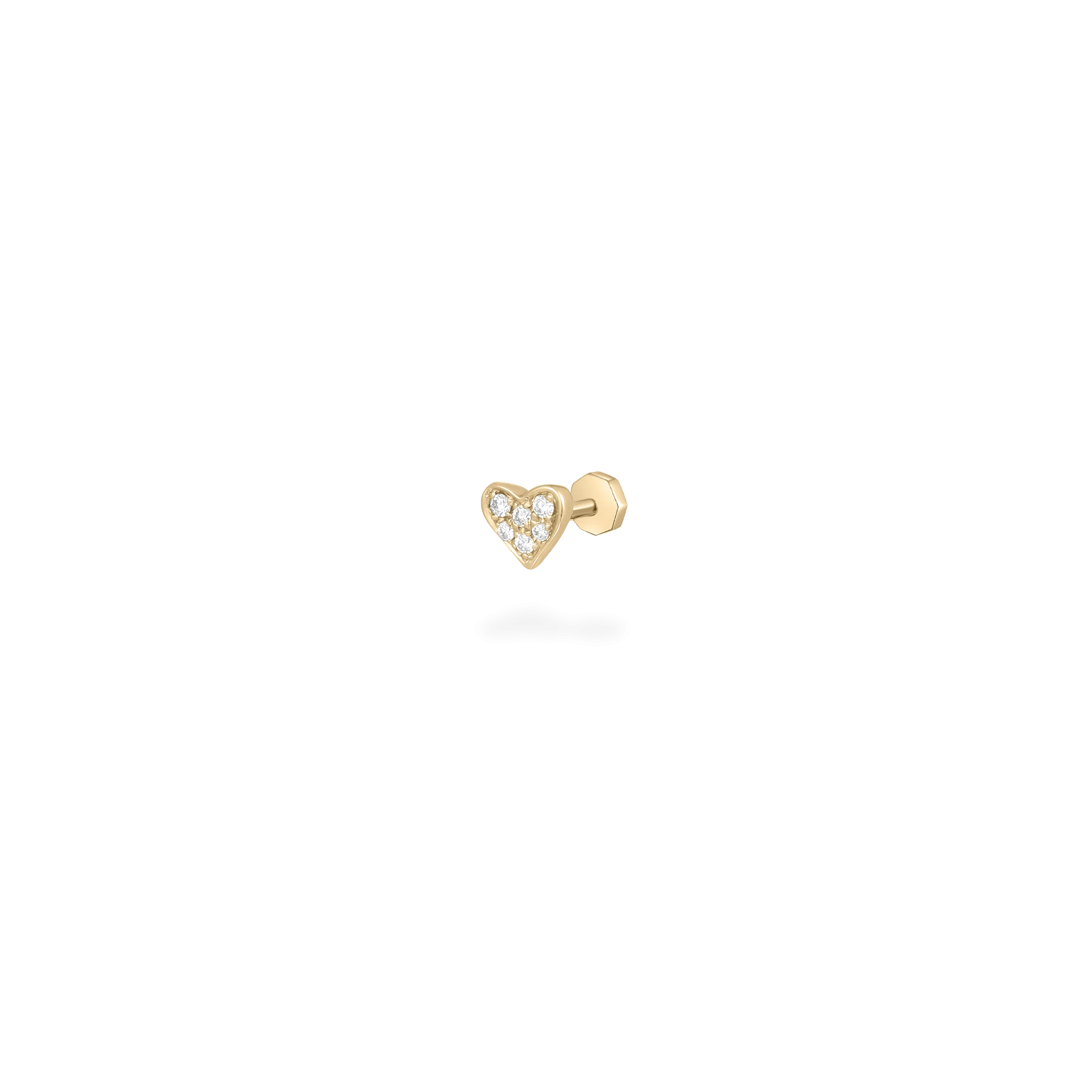 18k yellow gold Heart Pave diamond flatback earring. 平底耳環 耳骨耳環 18k純金